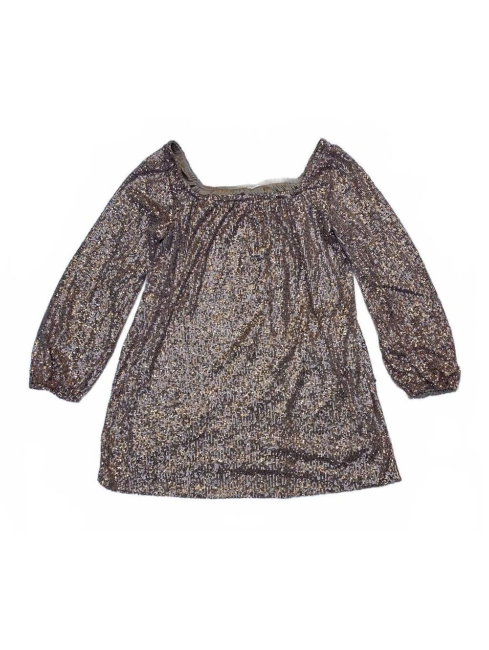 Sadie & Sage Inferno Rose Gold Sequin Mini Dress Size L Long Sleeve Lined.